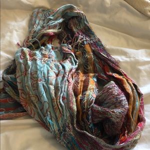 Anthropology thick flowered scarf